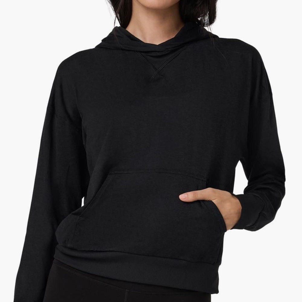 Vuori Halo modern. pullover hoodie, black  Heather. Size large